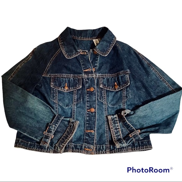 Caribbean Joe Dark Cropped Jean Jacket. NWT - Picture 5 of 6